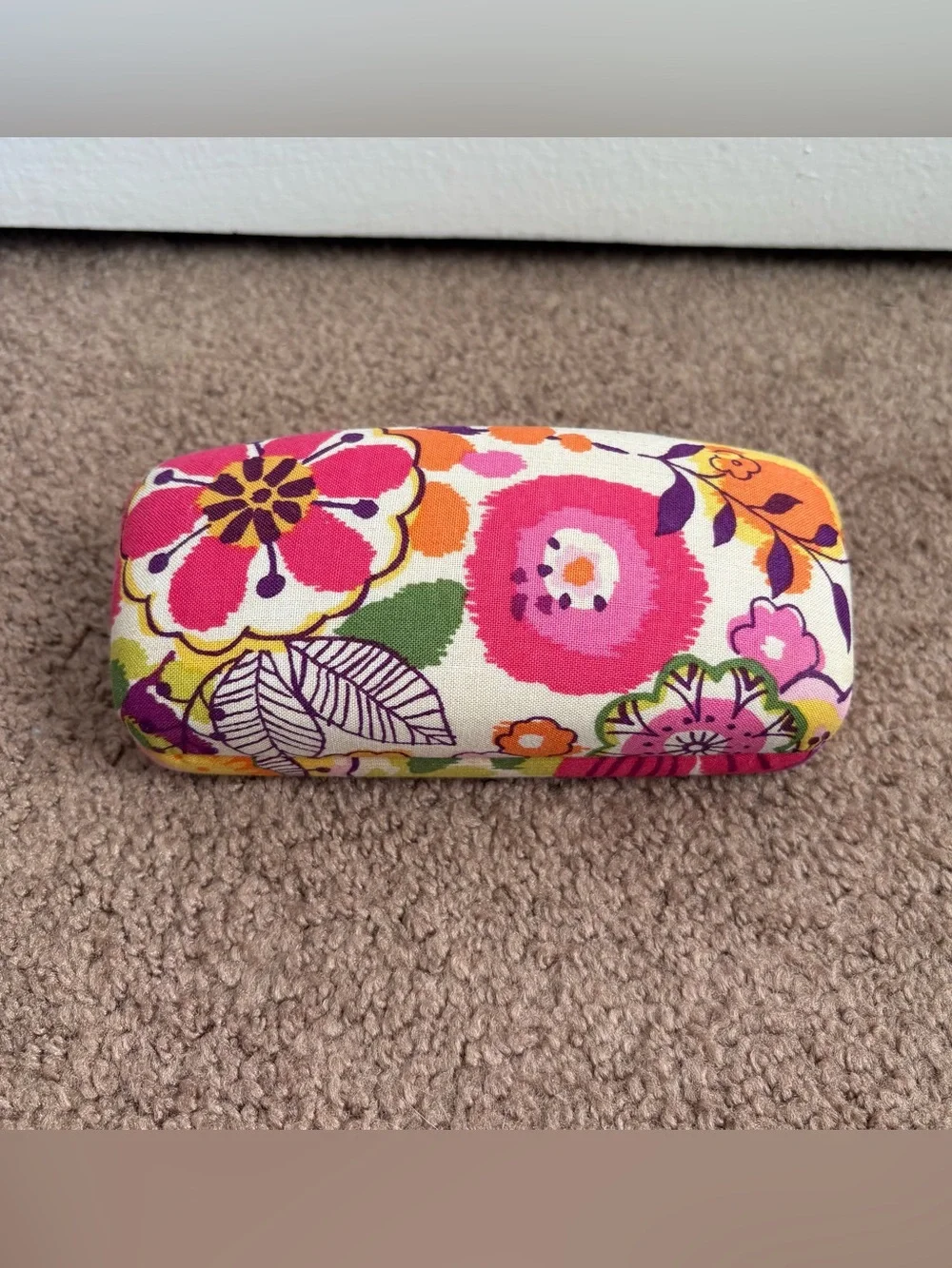 Vera Bradley Clementine Floral Multicolor Fabric Clamshell Hard Glasses Case